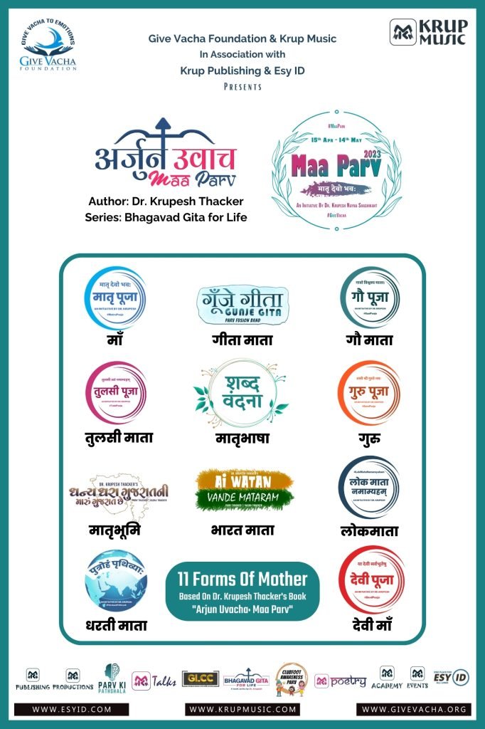 11 Forms of mother from the book "Arjun Uvacha: Maa Parv" authored by Dr. Krupesh Thacker. The book is published by Krup Publishing.